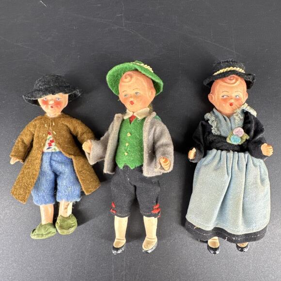 Vintage 4.5" Tall Ceramic German Dolls Boys and Girl Lot of 3 - Picture 1 of 15